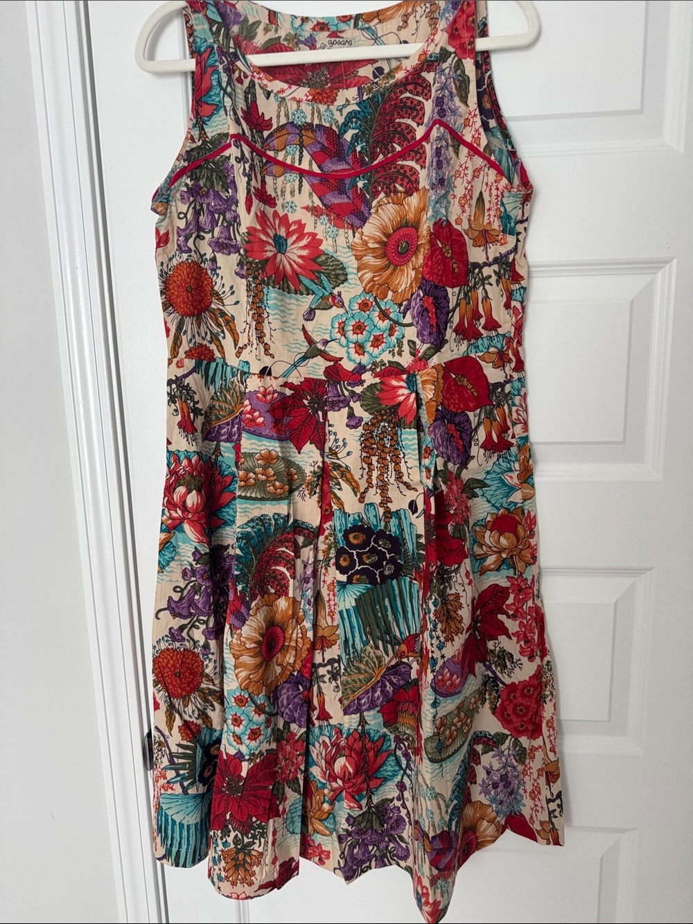 Sara Multicolor Floral Midi Dress in Cream, Red, Teal, Purple, Orange